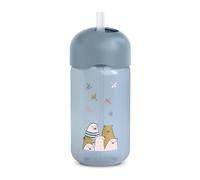 Suavinex, Tasse Apprentissage Bébé, Gourde Paille Enfant, Gobelet Bébé avec Paille en Silicone Flexible, Résiste à la Morsure, Anti-goutte, Apte Lave-vaisselle, +18 Mois, 340 ml, Bears Bleu
