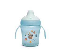 Suavinex, Tasse d'Apprentissage avec Bec Rigide. Gobelet Bébé Anti Fuite avec Couvercle Rabattable et Anses. Passe au Lave-Vaisselle. Trainer Cup 200ml. Verre Bébé et Enfats +6 Mois. Fôret Bleu