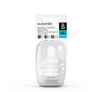 Suavinex, Set of 2 physiological pistons SX Pro made of silicone, dense flow rate for width, piston + 6 months, with anti-colic system, 2 pieces