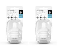 Suavinex Tétines Symetriques Sx Pro Silicone Débit M, +3 Mois, Transparent, 2 Unités