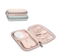 Suavinex, Trousse de Soin Bébé, Trousse de Toilette Naissance. Contient : Brosse et Peigne + Doigt Brosse à Dent + Ciseaux + Lime + Coupe Ongles, Set Manucure 6 Piéces, Rose