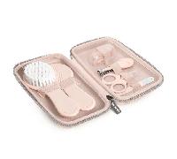 Suavinex, Trousse de Soin Bébé, Trousse de Toilette Naissance. Contient : Brosse et Peigne + Doigt Brosse à Dent + Ciseaux + Lime + Coupe Ongles, Set Manucure 6 Piéces, Rose