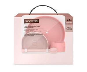 Suavinex Vajilla Silicona Soft & Flexible Rosa 4uds