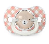 Suavinex, Lot 2 Sucettes pour Bébés 6/18 Mois, Brillent dans le Noir avec Anneau Fluorescente, Idéal Nuit, Tétine Symétrique SX Pro en Silicone, Réversible, Plate et Souple, Rose