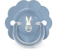 Suavinex, Sucette Bébé 6/18 Mois, Tétine Symétrique SX Pro en Silicone, Réversible, Plate et Flexible, Respecte le Développement Buccodentaire, Forme Ronde avec Anneau, Évite Irritations, Wonder Bleu