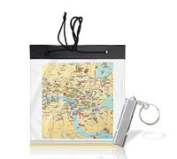 suaywo 31,5 x 28 cm Étui de Carte Géographique Poche Étanche avec Fenêtre Transparente et Sangle de Cou, Pochette Waterproof pour Randonnée, Camping, Voyage