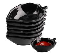 suaywo 6 pièces Bols de Céréales Bols Aperitif Reutilisable Petit Plat Forme des Feuilles Saucebols à Sauce pour la Soupe, le Riz et la Sauce à Tremper (Noir)