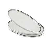 suaywo Lot de 4 grands plateaux de service ovales blancs en mélamine pour collations, apéritifs, mariages et fêtes - Bord vert - 20,3 cm