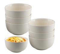 suaywo Lot de 6 bols à céréales réutilisables en céramique - 350 ml - 11,5 x 6,2 cm - Pour cuisine, desserts, riz, pudding, yaourt - Blanc cassé
