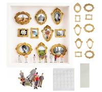 Suaywo Musee Miniature BoîTe à Silhouettes BoîTe Silhouette De MuséE Mode | Boîte de Silhouette de Mini musée Bricolage Cadre Photo Vintage Doré Mini Figurines pour Création de Souvenirs Miniature