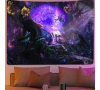 suaywo Tenture murale de Téléportation pour Porte Tenture murale Aesthetic Tapisserie murale Réactive aux UV Embarquez pour une aventure Fantastique dans un monde Rempli de magie Violette 200 x 150 cm