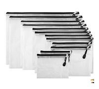 SUBANG Lot de 12 pochettes noires à fermeture éclair en maille avec pochette de voyage en grille, 6 tailles