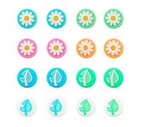 Subang Lot de 16 capuchons de joystick pour interrupteur et lite, feuille et chrysanthème Design pouce en silicone analogique pour accessoires Joy-Con