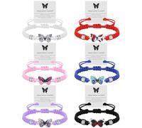SUBANG Lot de 6 bracelets papillon « Always Believe in Yourself » pour femme, breloques colorées, bracelets en corde tressée réglable, bijoux d'amitié pour amis, famille, couple