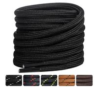 SUBAUM 2 Paires Lacets Ronds Noir pour Bottes, Chaussures de Randonnée, Travail, Sécurité et Marche - Lacets Noirs Renforcés et Résistants (Noir-200CM)