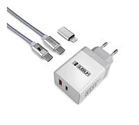 SUBBLIM Chargeur mural Smart Chargeur PD25W+QC3.0+C TO C/Lightning Câble Blanc
