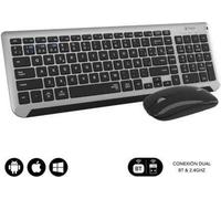 Subblim Combo Clavier et souris sans fil Dual Prestige Extended/ Gris et Noir
