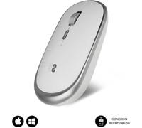 SUBBLIM Mini souris optique sans fil, pour PC, ordinateur portable, Mac, MacBook, avec 4 boutons, molette de défilement, ultra-plate et ergonomique, silencieuse, 1600 ppp, ambidextre, argentée