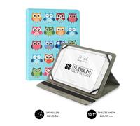 SUBBLIM Étui Tablette Universel Trendy Case Owls 9,6" à 11" Design Original Trois Angles de Vision Exclusif Système de Fixation