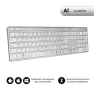 SUBBLIM SUB-KB-3ADE300 clavier Maison Bluetooth QWERTY Espagnole Aluminium, Blanc