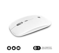 Subblim Souris sans fil Bluetooth 2.4G Double Plat, 4 boutons, 1600 PPP, ambidextre, blanche