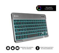 SUBBLIM TECLADO SMART BACKLIT BLUETOOTH GREY QWERTY Espagnole Noir, Gris