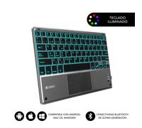 Subblim Teclado Smart Backlit Touchpad Bluetooth Grey Qwerty Espagnole Noir, Gris