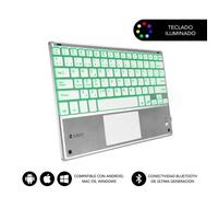 Subblim Teclado Smart Backlit Touchpad Bluetooth Silver Qwerty Espagnole Argent, Blanc