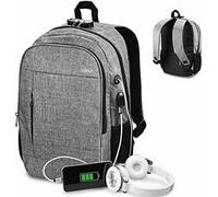 Subblim Urban Lock Backpack pour ordinateurs portables jusqu'à 16"/ Port USB/ Antivol/ Gris