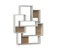 Toilinux - Etagère bibliothèque design bois Barce - L. 101 x H. 132 cm - Blanc - Barce Blanc G