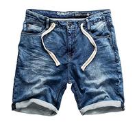 Sublevel Homme Jogg Shorts en Jeans Bermudas Denim Pantalon de survêtement Cargo JoggJeans Vintage Pantalon Cargo Used Look - Bleu Foncé Denim_28, 38W