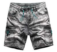 Sublevel Homme Shorts Pantalon Court Jeans Bermuda Denim Pantalon de Survêtement Cargo Jogging Jeans Vintage Pantalon Cargo Usé Look W29 - W44 - Noir Cargo Poches 1, 32W