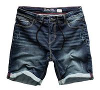 Sublevel Short en jean pour homme - Short de jogging court en denim avec taille élastique - Cordon de serrage - Look délavé - Confortable - Pour l'été - Décontracté - Coupe droite - Taille W29 à W42