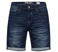 Sublevel Short en jean pour homme - Short de jogging court en denim avec taille élastique - Cordon de serrage - Look usé - Confortable - Pour l'été - Décontracté - Coupe droite - Taille W29 à W42