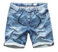 Sublevel Short en jean pour homme - Short de jogging court en denim avec taille élastique - Cordon de serrage - Look délavé - Confortable - Pour l'été - Décontracté - Coupe droite - Taille W29 à W42