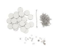 Sublimation Keychain Blanks Double Sided Round DIY Arts Crafts Ornament Bulk Set for Personalized Gifts and Cup Decoration Stainless Steel and MDF 72Pcs (Silver)