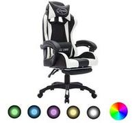 Vidaxl Fauteuil De Jeux Vidéo Avec Led Rvb Blanc Et Noir Similicuir Blanc