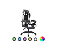 Vidaxl Fauteuil De Jeux Vidéo Avec Led Rvb Blanc Et Noir Similicuir Blanc