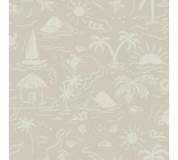 Sublime Papier peint intissé Sunset Island 1005 x 52cm Beige | Revêtement Mural, Tapisserie | Ambiance Facile à poser et à enlever