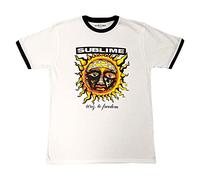 Sublime Ringer T Shirt 40 Oz to Freedom Band Logo Nouveau Officiel Unisexe Blanc, Blanc, Large