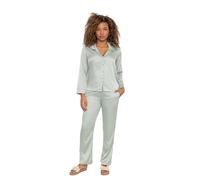Sublime Secret Ensemble Pyjama satiné uni pour Femme, Haut boutonné Assorti avec Un Pantalon à Poches. (FR/ES, Alpha/Lettres, L, Taille Normale, Taille Normale, Vert Avocat)