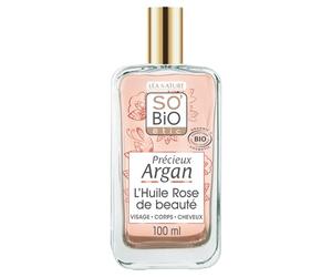 Sublimez votre beauté au quotidien avec l'huile sèche SO BIO ETIC, format 100 mL, alliance d'argan et de rose bio pour visage, corps et cheveux - Lot de 2