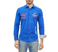 Subliminal Mode Chemise Homme Manches Longues avec Broderie | Coupe Classique | Confortable et Facile à Entretenir | Idéale pour la Ville et Sorties Décontractées BX508 | Bleu Roi M