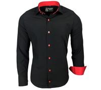 Subliminal Mode Chemise Homme Manches Longues | Coupe Classique | Confortable et Facile à Entretenir | Idéale pour Le Bureau et Sorties Décontractées | Noir et Rouge XL 444-5