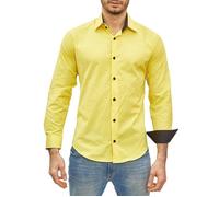 Subliminal Mode | Chemise Homme Manches Longues | Idéale pour le Bureau et Sorties Décontractées | Jaune S | 444-5 L