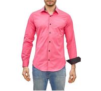 Subliminal Mode | Chemise Homme Manches Longues | Idéale pour le Bureau et Sorties Décontractées | Rose Fuchsia 3XL | 444-5 XXL