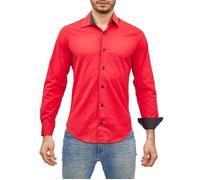 Subliminal Mode | Chemise Homme Manches Longues | Idéale pour le Bureau et Sorties Décontractées | Rouge L | 444-5 M