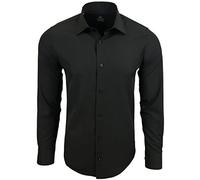 Subliminal Mode - Repassage Facile Chemise Homme Col Uni Manches Longues Coupe Slim Business Idée Cadeau, Noël, Saint Valentin RN55