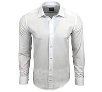 Subliminal Mode - Repassage Facile Chemise Homme Col Uni Manches Longues Coupe Slim Business Idée Cadeau, Noël, Saint Valentin RN55