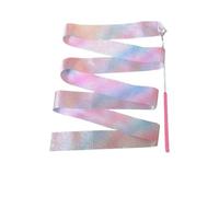 SUBLXPoten Rubans de Danse Équipement de Gymnastique Rythmique 2M/4M, Banderole de Ballet, Ruban de Danse, Tige Rythmique, bâton Arc-en-Ciel, entraînement, étoile Clignotante(Pink 4m)